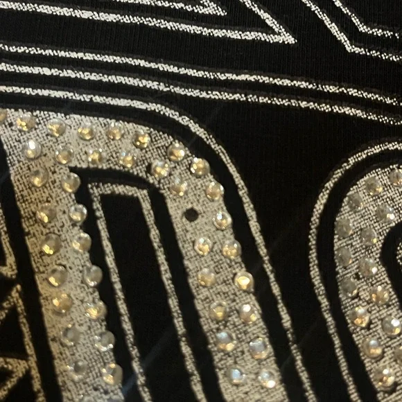 AC/DC Rhinestone black and white crop top - Picture 4 of 6